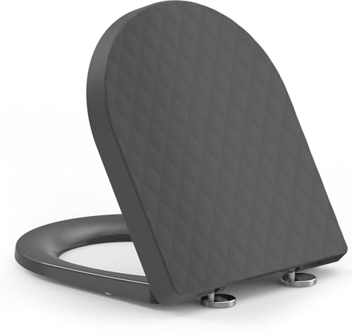 YEAUPE PRO Tapa WC Universal Asiento Inodoro Forma D Rombos Gris
