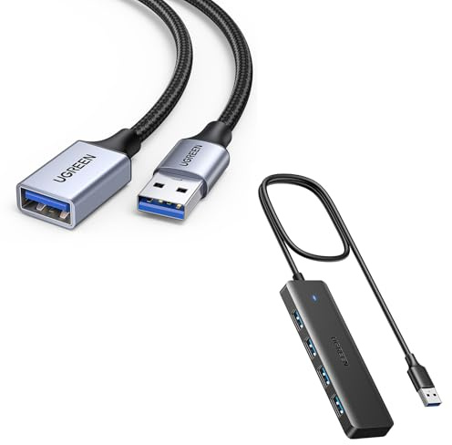 UGREEN Hub USB 3.0 4 Data Ports Ultra Fin Multiport Type A 5Gbps UGREEN Câble Rallonge USB 3.0 5Gbps Cable Extension Type A