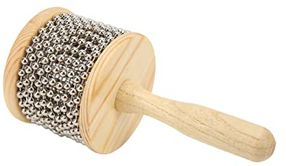 RiToEasysports Cabasa de Madera, Instrumento Musical de Manivela con Ergonómico de Madera y Bolas de Acero, para Niños de 4 Años en adelante. (Kabasa Mediana)