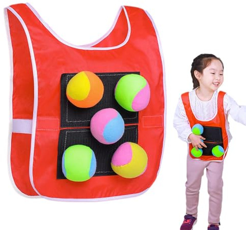 Schlägerballweste Für Kinder – Oxford-Stoff-Baumwolle | Spielplatz-Völkerballspiel Für Kinder Mit 5 Bällen | Catch Toss Soft Toy Balls, Eltern-Kind-Interaktion, Wurfzielspiel