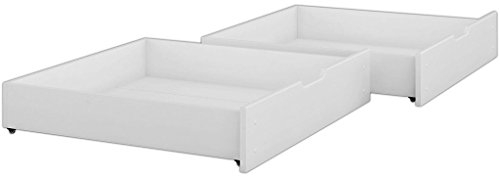 Erst-Holz Bettkasten-Set für unsere Etagenbetten 80x190cm - 2-teilig - Kiefer weiß - 90.10-S12W