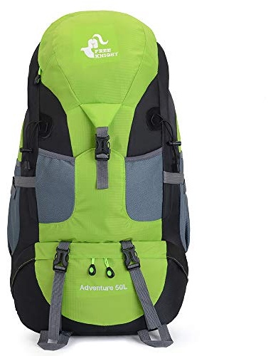 Free Knight Sac à dos de randonnée 50 L imperméable ultra léger sans cadre pour escalade, camping, randonnée, alpinisme, pêche (Vert)