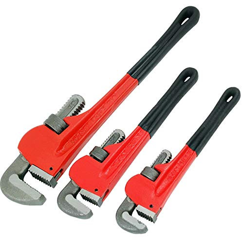3 Piece Adjustable Stilson Monkey Pipe Wrench Tool Set Plumbers Pliers 10 12 18 CA133