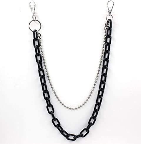 YUNHOME Taillenkette Chain Belt Bauchkette Körperkette Mode Mann Frauen Gürtel Punk Hip-Hop Trendy Zwei Ebenen Gürtel Schlüsselanhänger Taille Hosen Kette Jeans Lange Metall Kleidung Zubehör-Schwarz