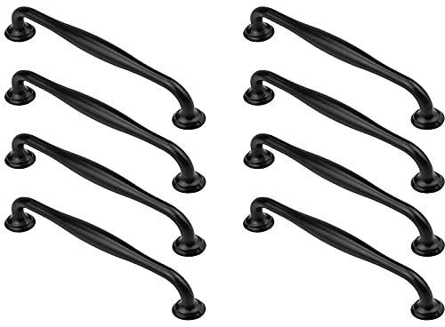 Floatdream 8 st. svarta möbelhandtag, 96 mm svarta skåphandtag, vackra och hållbara, för användning i skåp, garderob, dörr- och fönsterhandtag