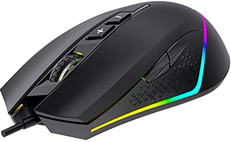 Unykach Ratón Gaming Nova M244 con Retroiluminación RGB, Sensor Óptico 6400 dpi, 6 Botones, Ligero y Ergonómico