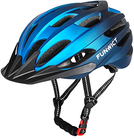 FUNWICT Leicht Fahrradhelm Herren Damen, Verstellbar MTB Mountainbike Helm mit Abnehmbarem Sonnenschutz, Stylisch Rennradhelm für Radfahren Mountainbiken (L (57-61cm), Navy Blau)