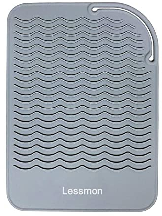 Hitzebeständige Matte für Lockenstäbe, Haarglätter, Glätteisen und Haarstyling-Werkzeuge, 22,9 x 16,5 cm, Grau
