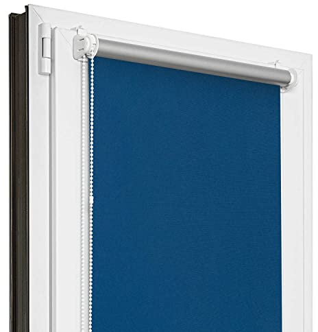 Estika Verdunklungsrollo Thermorollo ohne Bohren - 145 cm x 220 cm - Blau - 13 Stoff Farben, Rollos für Fenster ohne Bohren, Klemmfix rollos für Fenster innen (145 cm Stoffbreite)