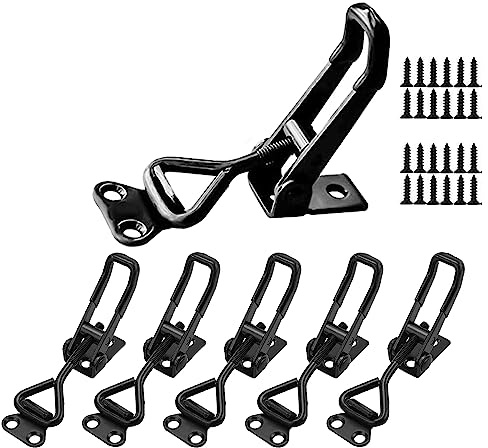 E-TING 6-pack växellådor klämma spärr 100 kg 250 pund hållkapacitet 4001klämmor dragspärr svarta justerbara snabbfrigörande hasp klämmor för rökare skåp lådor fodral bagagelucka, metall växelspärr set