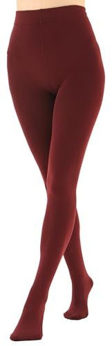 EVERSWE Women's Opaque Fleece Lined Tights, Thermal Tights (Wine Red,S)