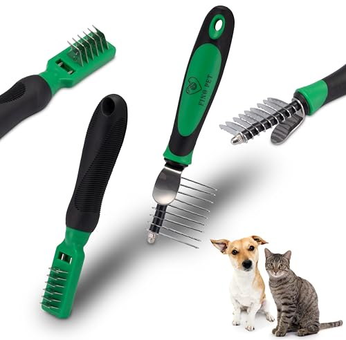 FinoPet 2er Set Entfilzungsbürste und Entfilzungsmesser - Für Katzen und Hunde - Perfektes Zubehör für Fellpflege & Krallenpflege, Ideal für Langhaar und Kurzhaar, Katzenbürste, kein Katzenspielzeug