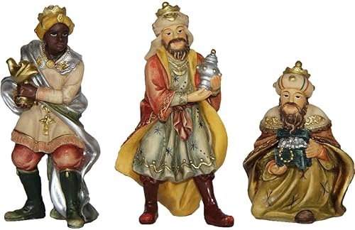 FADEDA 3 x JOK: Hlg. Tre kungar/höjd: 14 cm/handmålad/detaljerade krubbfigurer – julbord, dekoration, krubbtillbehör