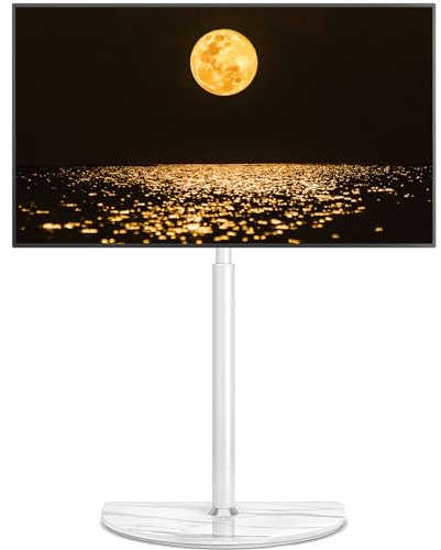 RFIVER Supporto da pavimento per TV da 32 a 65 pollici LED LCD OLED piatto curvo con rotazione di ± 25 gradi, supporto per TV angolare regolabile in altezza fino a 40 kg, gestione dei cavi, facile da