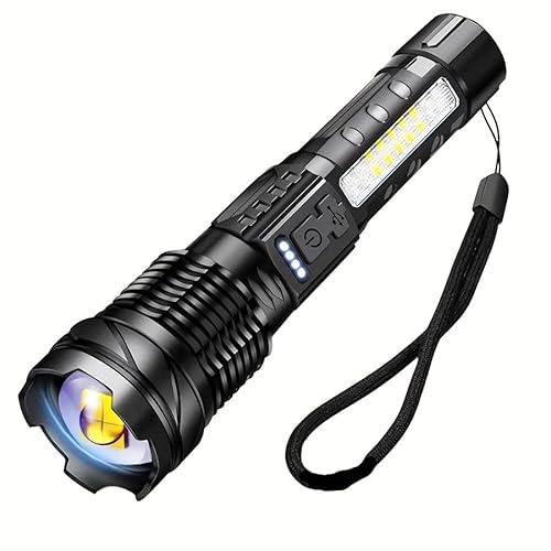 MVIOCS Lampe de poche LED rechargeable, lampe de poche LED lumineuse zoomable avec lumens élevés et 7 modes, puissantes lampes de poche d'urgence pour camping, randonnée, promenade du chien et