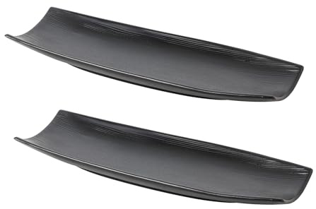 Uaral Black Sushi Plates,Stoneware Rectangular Teppanyaki Plate Sashimi Plates Long Japanese Plates 12.5 inch Set of 2(Black)