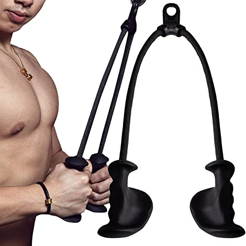 Lxwyq Ergonomische Trizeps-Seil-Zugbefestigung, Trizeps-Seil-Kabelbefestigung, rutschfeste Fitness-Kabelmaschine mit Naturkautschuk-Griff, Fitnessstudio-Zubehör, 91,4 cm Seillänge