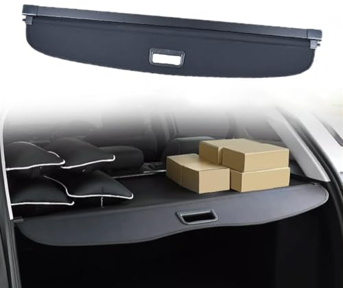 Auto Einziehbarer Laderaumabdeckung Kofferraum für RS Q3 8U 2010-2015, Schwarz Schutz Der Privatsphäre Abdeckung Hutablage Cargo Cover, Ausziehbar Kofferraumabdeckung Rollo