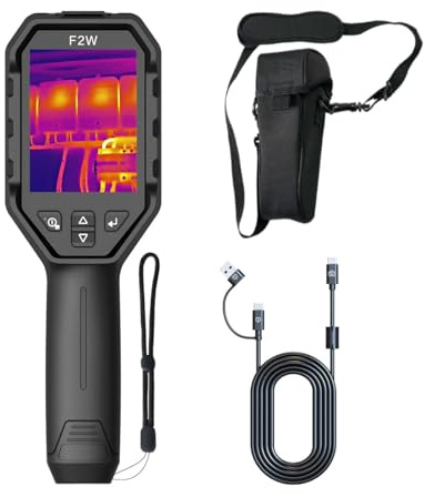 HSFTOOLS F2W Thermal Camera, 256x192 IR Resolution Thermal Imaging Camera | 640x480 Super Resolution, Intelligent Scene Detection, 3.2 Screen, 25Hz, -4°F-1022°F, App Image Transfer & PC Analysis, Case