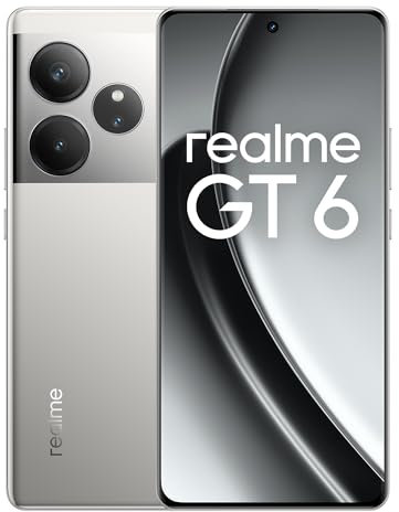 realme GT6 Smartphone 5G 12+256 GB, Processore Snapdragon 8s Gen 3, Display da 6000 nit, Ricarica SUPERVOOC da 120 W, Batteria di lunga durata da 5500 mAh, Silver(NO ADAPTER)