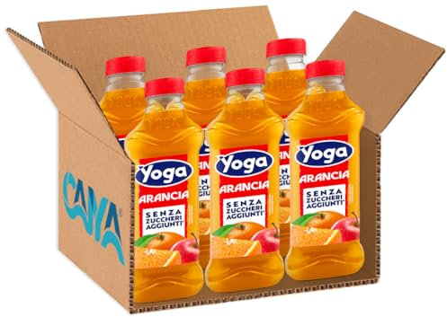 Yoga ARANCIA Succo di Frutta al Gusto di Arance, Senza Zuccheri Aggiunti, Pet 1lt [PACK con 6 Bottiglie]