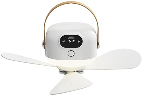 TENYELE Portable Ceiling Fan Outdoor Camping Fan Tent Ventilator 3 Speed USB Electric Fan With Remote Control LED Light