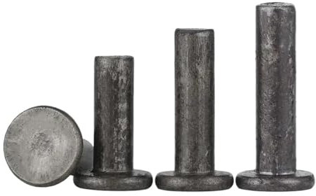 NKCVEZBW Compatible con remaches de cabeza plana de color hierro M4 de 4 mm de diámetro, remaches sólidos, remaches de golpe, remaches de golpe GB109, acero al carbono de 4 mm a 50 mm Ro(M4x4mm (30pcs