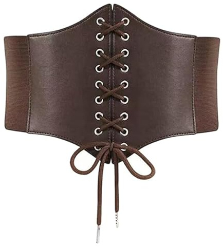 Corset Cinturón Mujer Retro,Cinturón Corsé Retro Vintage Ajustable,Corsé Elástico Ancho para Mujer,Cinturones Ancho para Mujers,para Vestir y Vestidos de Noche,para Fiestas Carnaval Cosplay (Marrón)