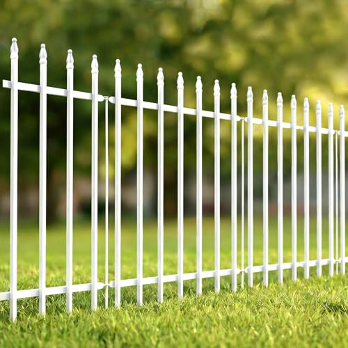 Thealyn Clôture de jardin décorative en métal - 91 cm de haut x 71 cm de large (5 panneaux, longueur totale 3,5 m) - Clôture paysagère pour chien, pour parterre de fleurs, cour, barrière pour animaux