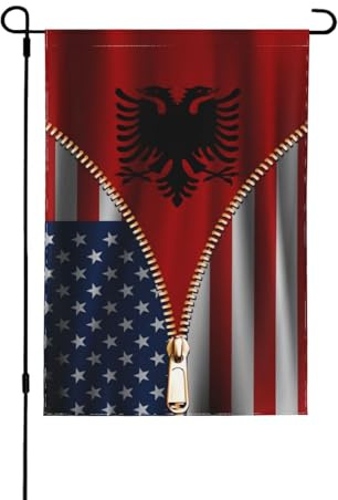 Usa American And Albania Albanian Friendhip Bandiera Da Esterno Durevole Bandiera All'Aperto Stagionale Bandiere Da Giardino Per Patio Festival Celebrazione 30X45cm