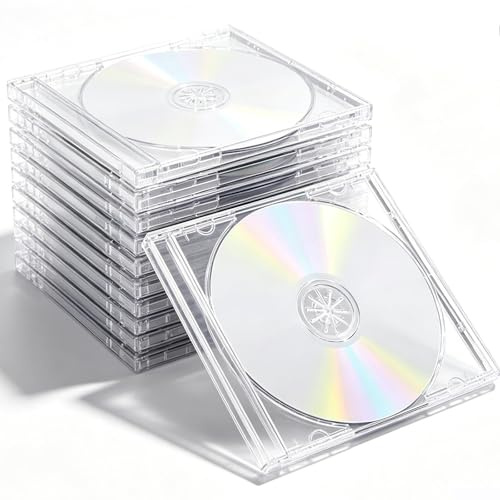 GOMETY 15 Stück CD Hüllen Transparent, DVD Leerhüllen zum Abhefte Kunststoff Slim Jewel Case, CD/DVD Schutzhüllen zur Archivierung und Aufbewahrung