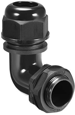 sourcing map M25 Cable Gland, 90 Degree Waterproof IP68 Nylon Joint Adjustable Locknut for 6mm-10mm Dia Cable Wire