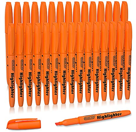Shuttle Art Subrayador Naranja, 30 Subrayadores de Colores Naranjas, Marcadores Fluorescentes Punta de Cincel, Secado Rápido, Rotuladores Naranjas para Adultos Niños en Hogar Escuela Oficina