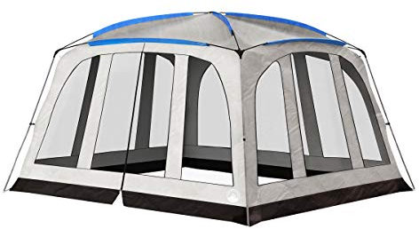 Screened-In Canopy Tent- 14’x12’ Mesh Screen House for Instant Shelter, Shade & Camping– Zippered Door- Mosquito & UV Protection by Wakeman Outdoors, Gray, Large (75-CMP1103)