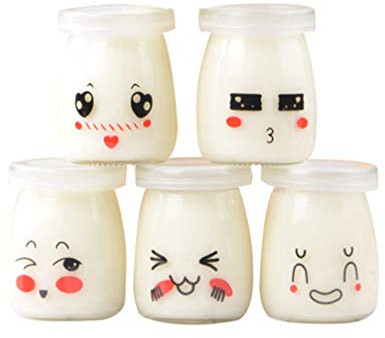 Cabilock 10piezas Tarros De Yogur De Vidrio De Diseño De Recipientes Resistentes Al Calor Para Pudding y Postres Patrón Aleatorio