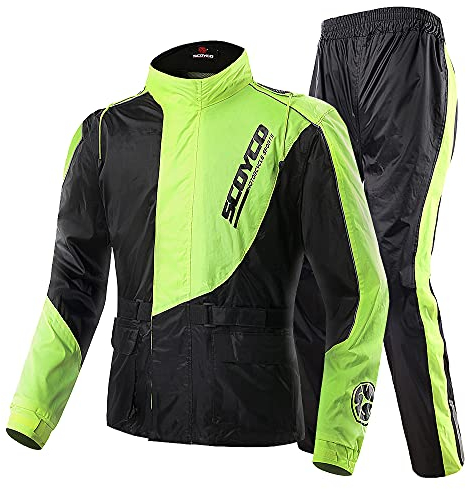 SCOYCO Motorrad-Regenanzug, wasserdicht, leicht, reflektierend, für Erwachsene, RC01 - Grün - X-Large
