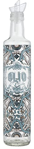Baroni Home Oliera in Vetro Stampato da Tavola con Tappo Salvagoccia Noto Made in Italy 500 Ml