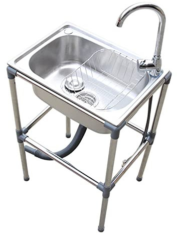 Edelstahl Waschbecken Spülbecken küche, freistehende Restaurant-Spüle mit Sieb, Küchenvorbereitungs- und Allzweckspüle für Zuhause, Garage, Bar, Waschküche, Werkbank, Lagerregale für drinnen draußen