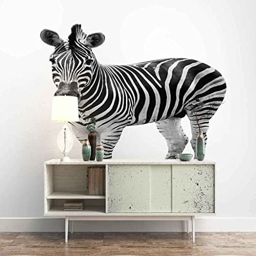 3D Zèbre Animal Noir Et Blanc Papiers Peints Grands Autocollants , Papiers Peints Amovibles | Papier Peint Autocollant 3D Pour Chambre D'Enfant, Salle À Manger, Chambre À Coucher, 350 x 256 cm (LxH)