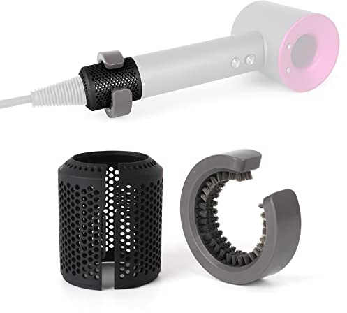 Upgraded Hair Dryer Filter Mesh Replacement for Dyson Supersonic Hair Dryer Outer Filter Cage Compatible with HD01 HD03 HD08 Models with Filter Cleaning Brush (Black)