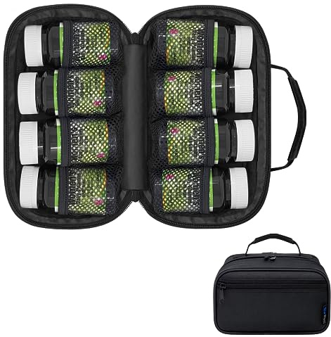 StarPlus2 Small Pill Bottle Organizer for Travel, Medicine Bag, Black