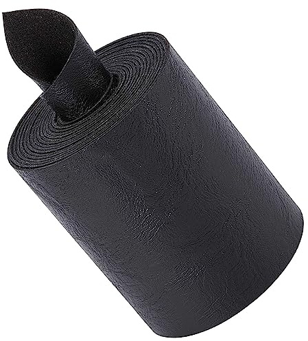 GORGECRAFT 7 cm bred matt svart fuskkorn buffelläderrem 200 cm lång läderremsa sladd 1,2 mm tjock ensidig läderrulle syntetiskt lädersnöre för gör-det-själv-hantverksprojekt inslagning