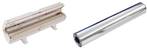 Wrapmaster 7586 1000 Catering Folienspender, weiß, 363x 68x 90mm & 7588 geschmacksneutrale Alufolie 1000 mit geprüfter Legierungsnummer