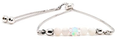 LIBERTY ANGELS - Edelstein/Naturstein Armband mit 925 Silber Perlen & echtem Opal - Perlenarmband