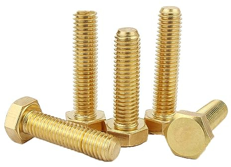Sechskantschraube aus Messing, Außensechskantschrauben mit metrischem Gewinde, Rundkopfschrauben mit Vollgewinde, Gold, M4x20 mm,10 Stk