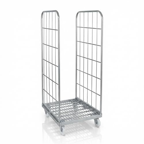 Abrollwerk 2-seitiger Stahlrollbehälter 1650 Metall - Abmessungen außen 710 x 800 x 1830 mm, Langlebig mit Korrosionsresistenter Cr 3-Beschichtung, Ideal für Lager, Logistik & Einzelhandel