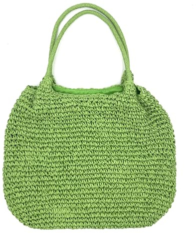 stylx Korbtaschen UNI Damen Stroh Umhängetasche Mori EIN-Schulter-Strohsack Handgewebte Basttasche Korbtasche Sommer Strand Geldbörse Frauen Weben Handtasche für Arbeit Reise Outdoor (grün)