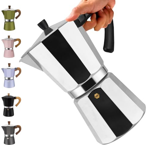 Vaolvpant 14 Cup Aluminum Moka Pot Classic Stovetop Espresso Coffee Maker 700ml 23oz Coffeemaker Percolator Mocha Pot Greca Coffee Maker Cafe Makers for Italian and Cuban Café Brewing Silver