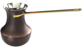 ZHSHOP Cafetera turca de cobre hecha a mano de alta calidad (Cezve/Ibrik) de 16.9 onzas y 500 ml, cafetera griega y árabe multifuncional, Briki para estufa, calentador de chai, pavo, diseño superior,