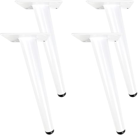 SZLXJMFL Tischbeine Eisen, 4 Stück DIY Tischfüße WeißWeiß Höhe: 10-100 cm Couchtisch/TV Tisch/Schreibtische/Kommode/Nachttisch Beine Möbelfüße Schräge Kegel Galvanikfläche-25cm/9.8in